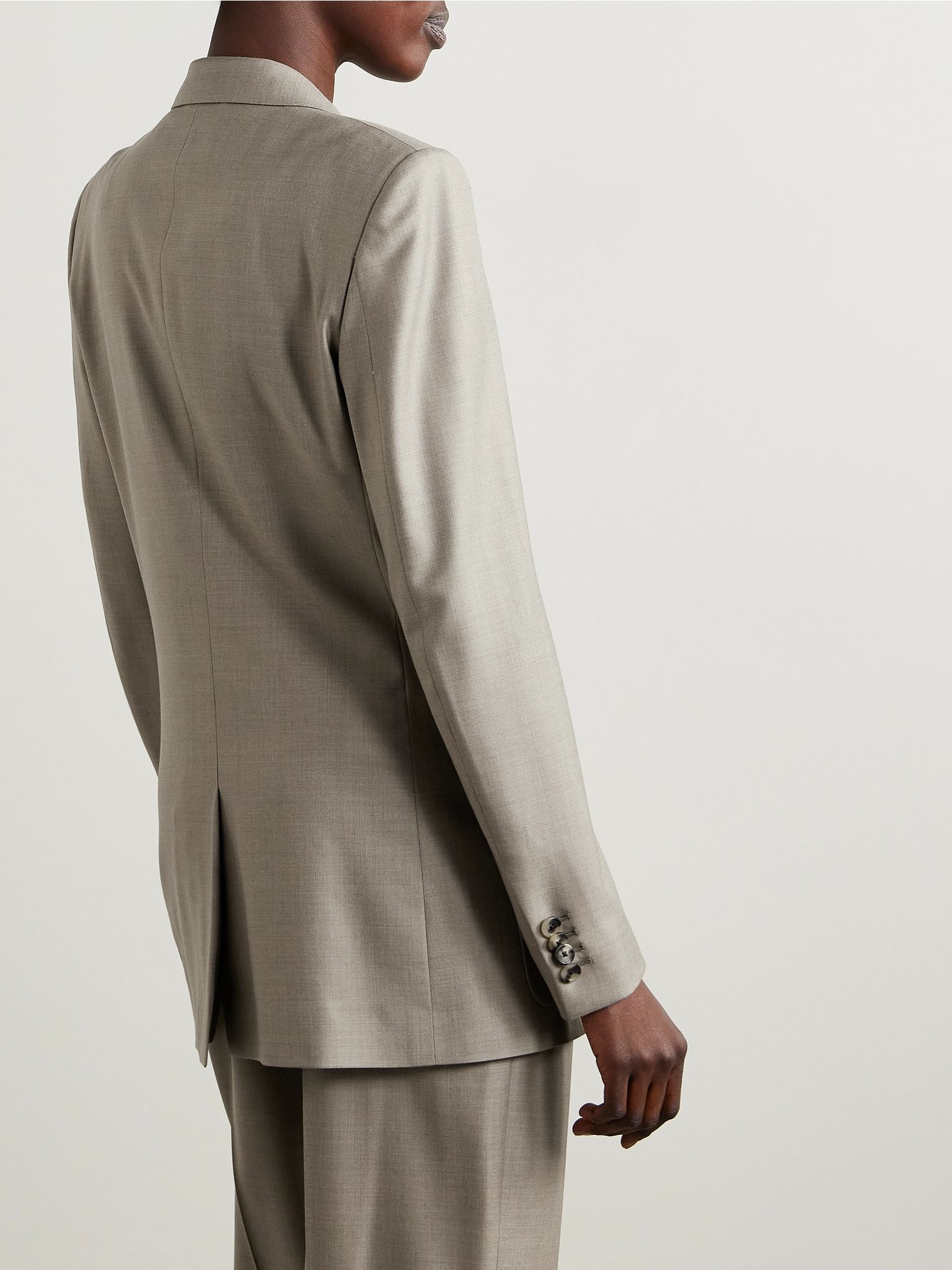 Ananda double-breasted wool-twill blazer Stone - 4