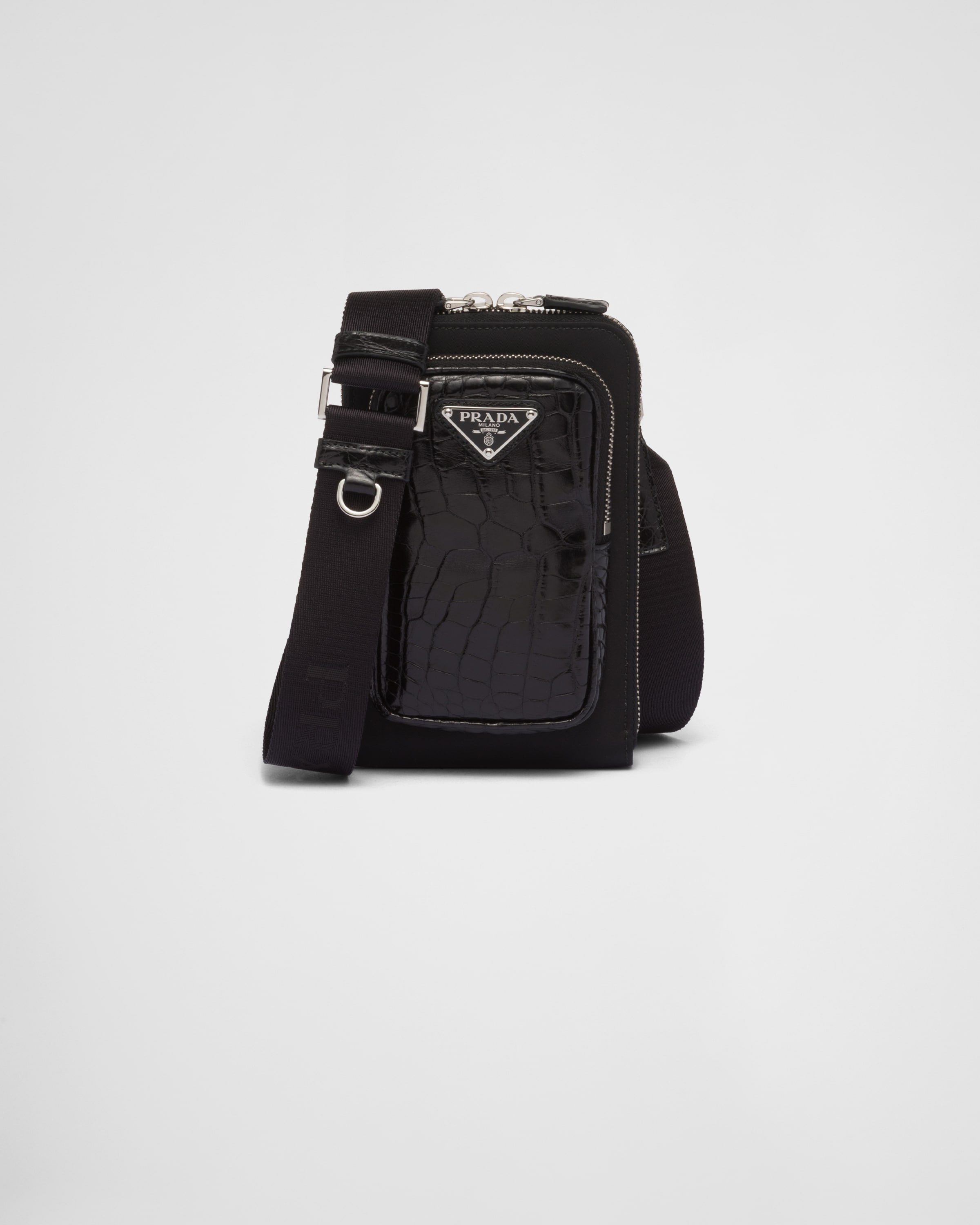 Re-Nylon and crocodile leather smartphone case - 1