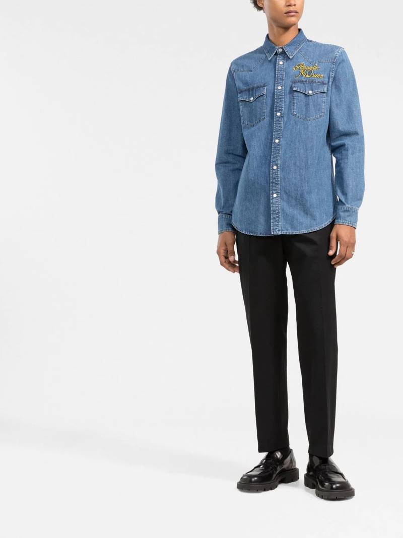 Alexander McQueen logo-embroidered denim shirt outlook