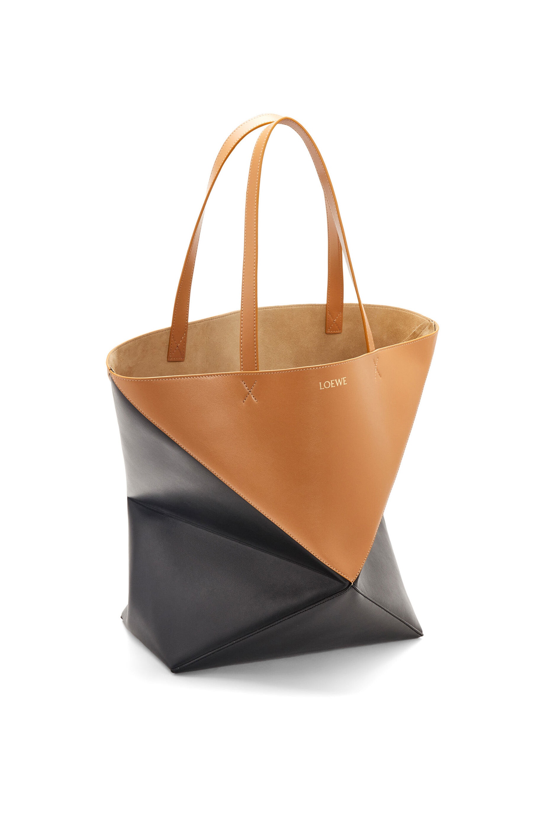 Large Puzzle Fold Tote in shiny calfskin - 2