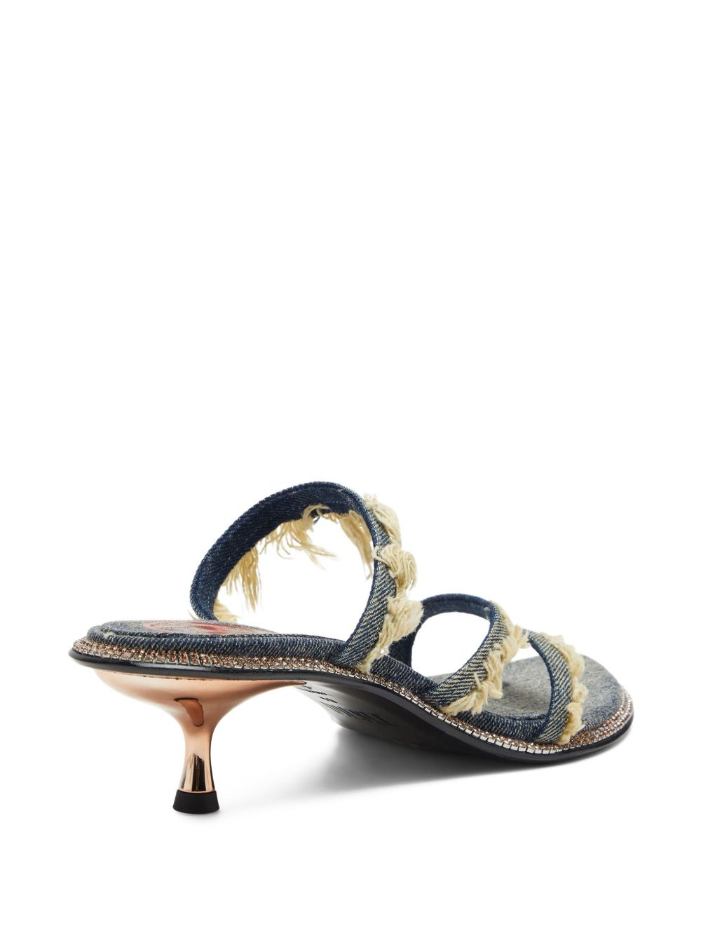 45mm D-Havanna frayed denim crystal-embellished sandals - 4