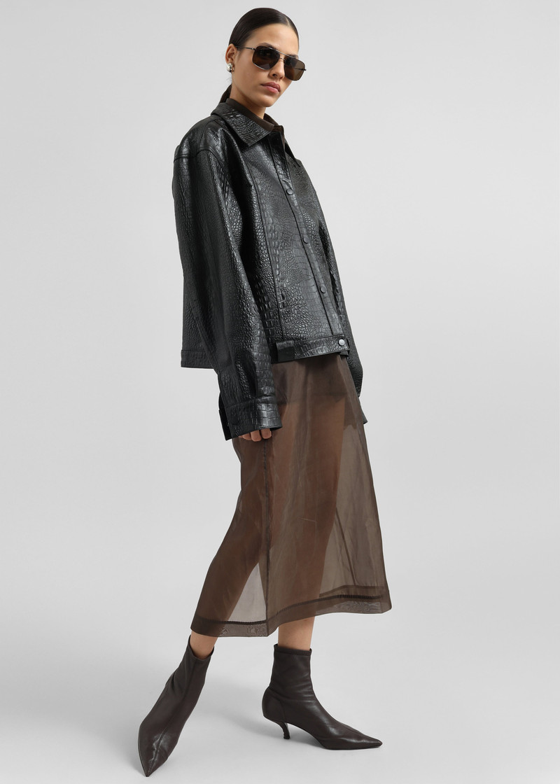 Peri Sheer Midi Skirt - Brown 8