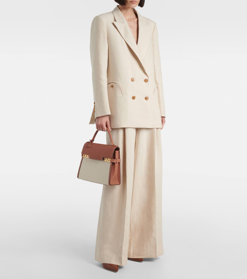 DELVAUX Tempête MM leather and canvas tote bag outlook