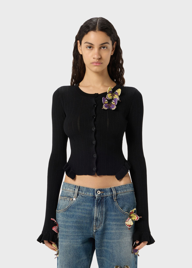 Blumarine RIBBED CARDIGAN WITH BUTTERFLIES outlook