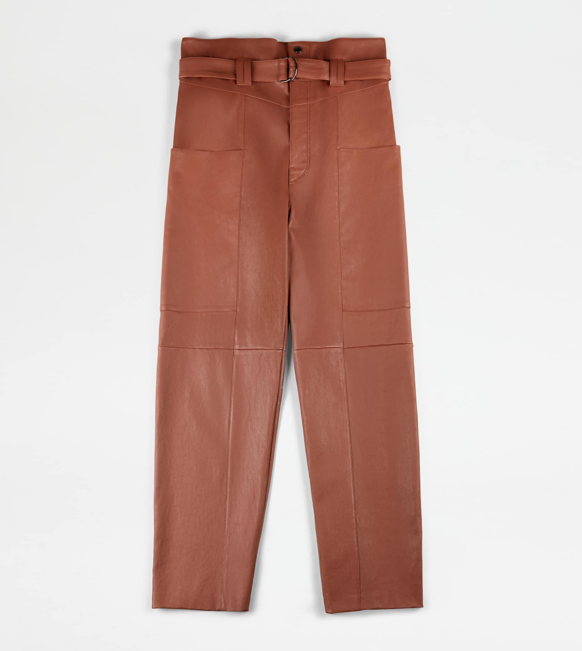 PANTS IN STRETCH NAPPA LEATHER - BROWN - 1