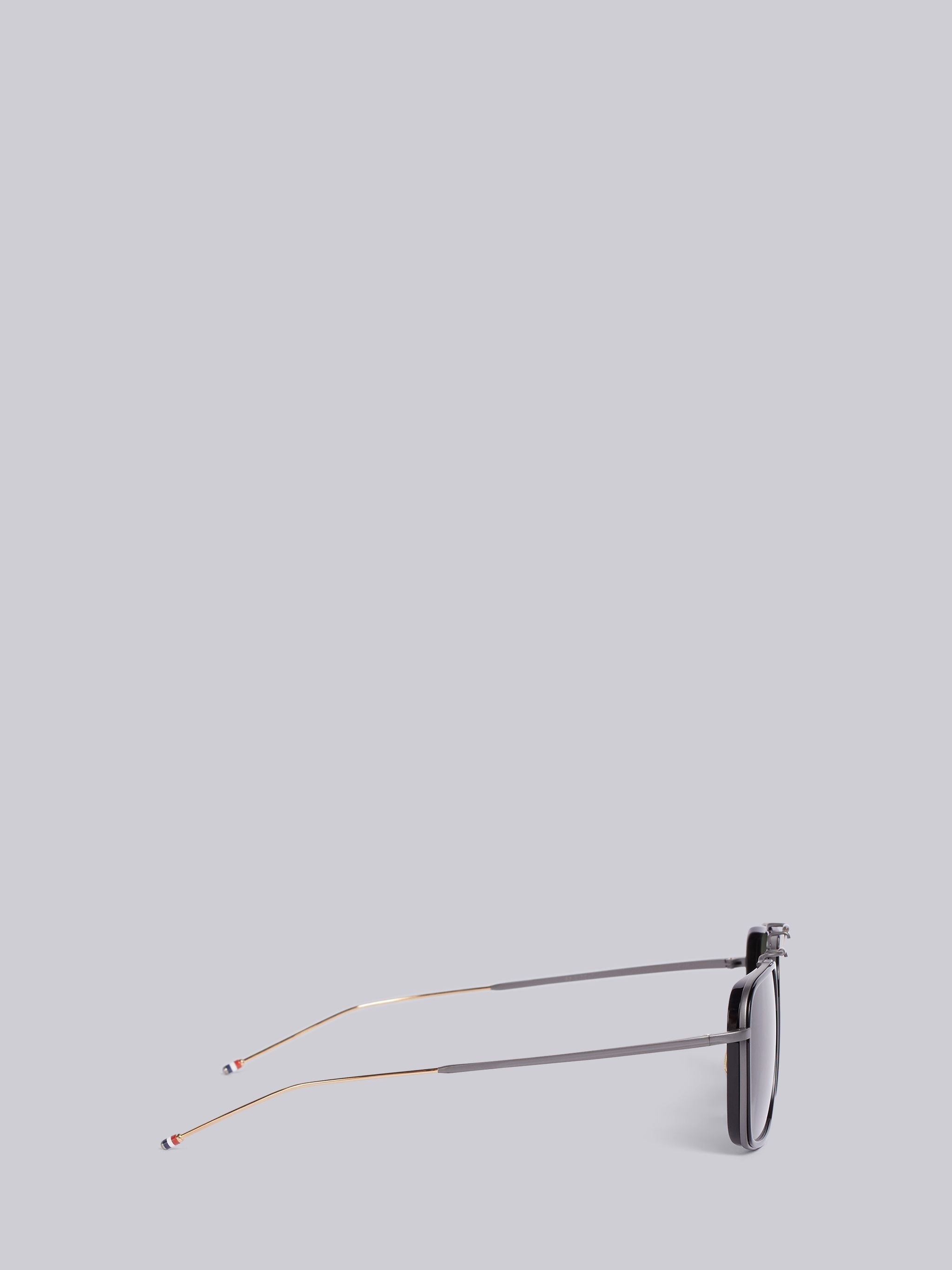 TB816 - Black Rectangular Aviator Sunglasses - 3
