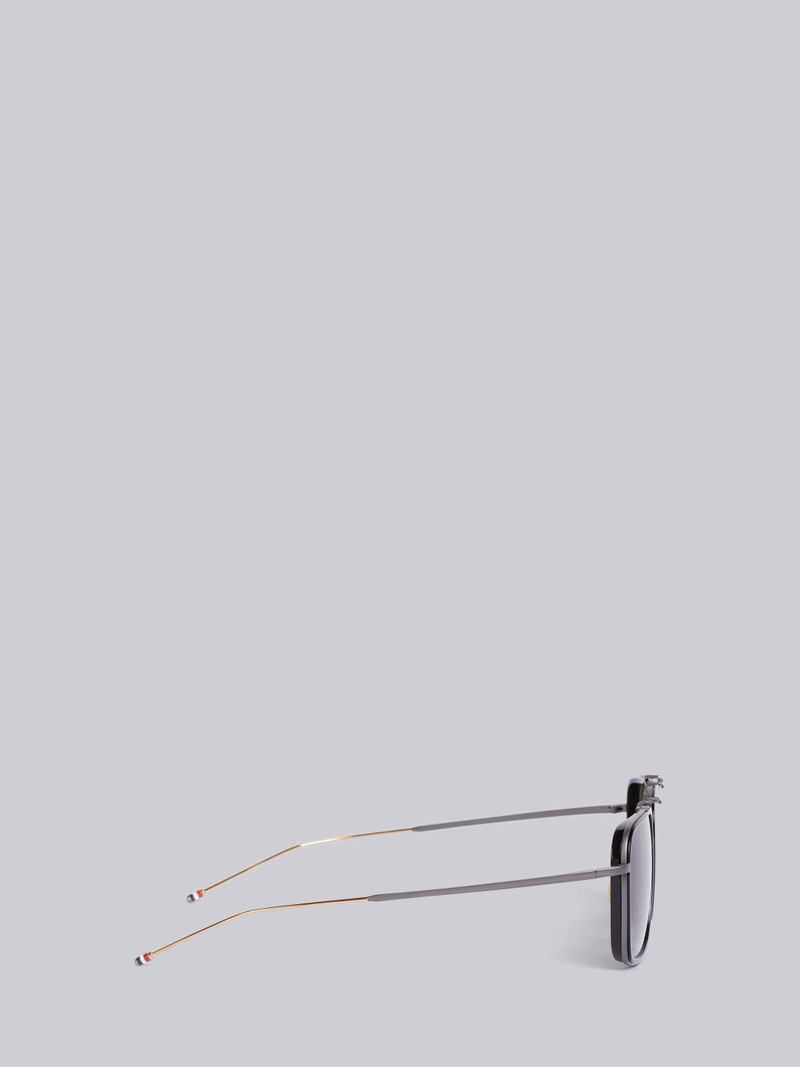 TB816 - Black Rectangular Aviator Sunglasses 3