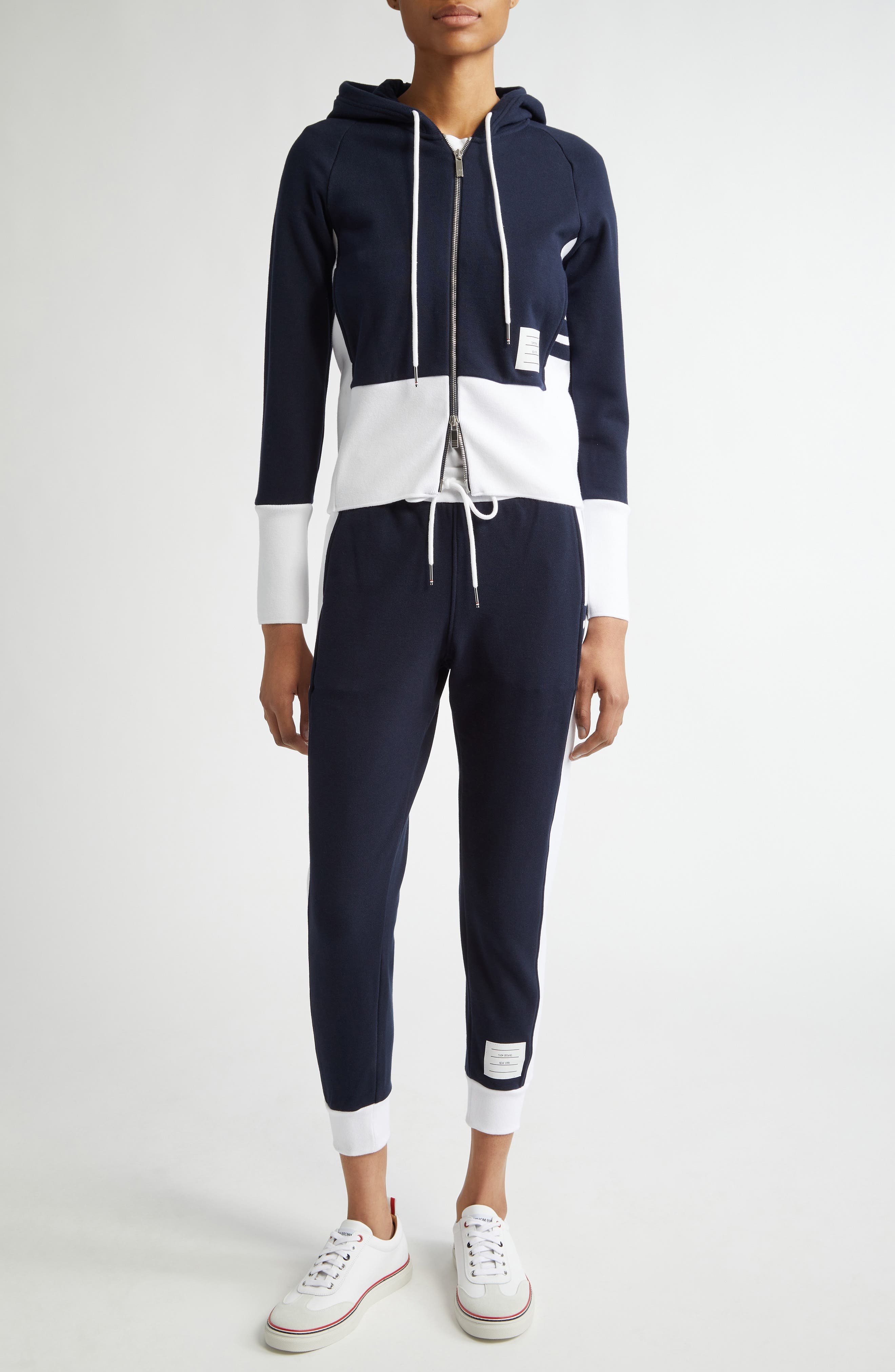 Thom Browne 4-Bar Colorblock French Terry Zip Hoodie in Navy at Nordstrom - 2
