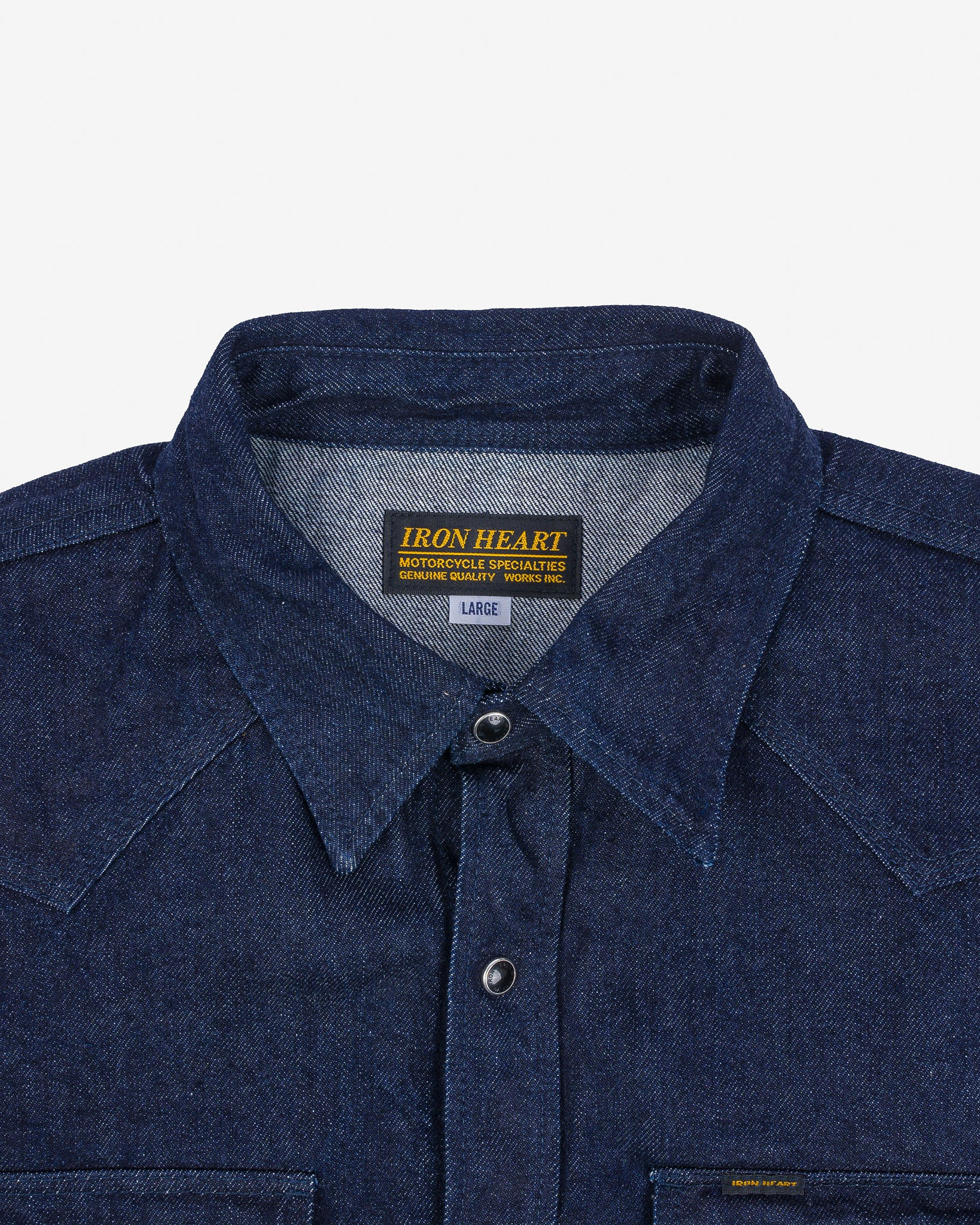 IHSH-33-T 12oz Selvedge Denim Western Shirt With Tonal Stitching - Indigo - 13