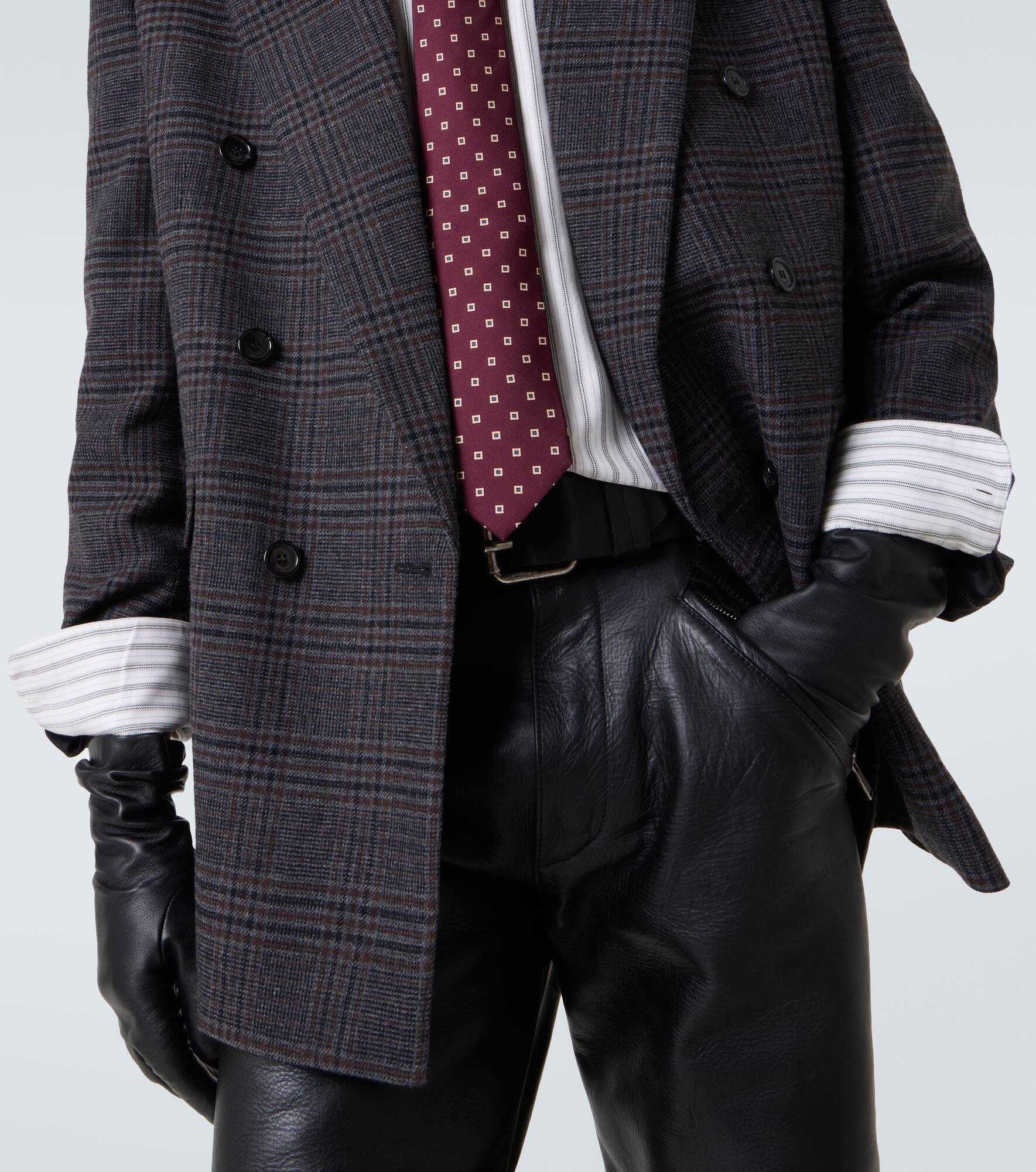 Checked wool and cashmere blazer - 7
