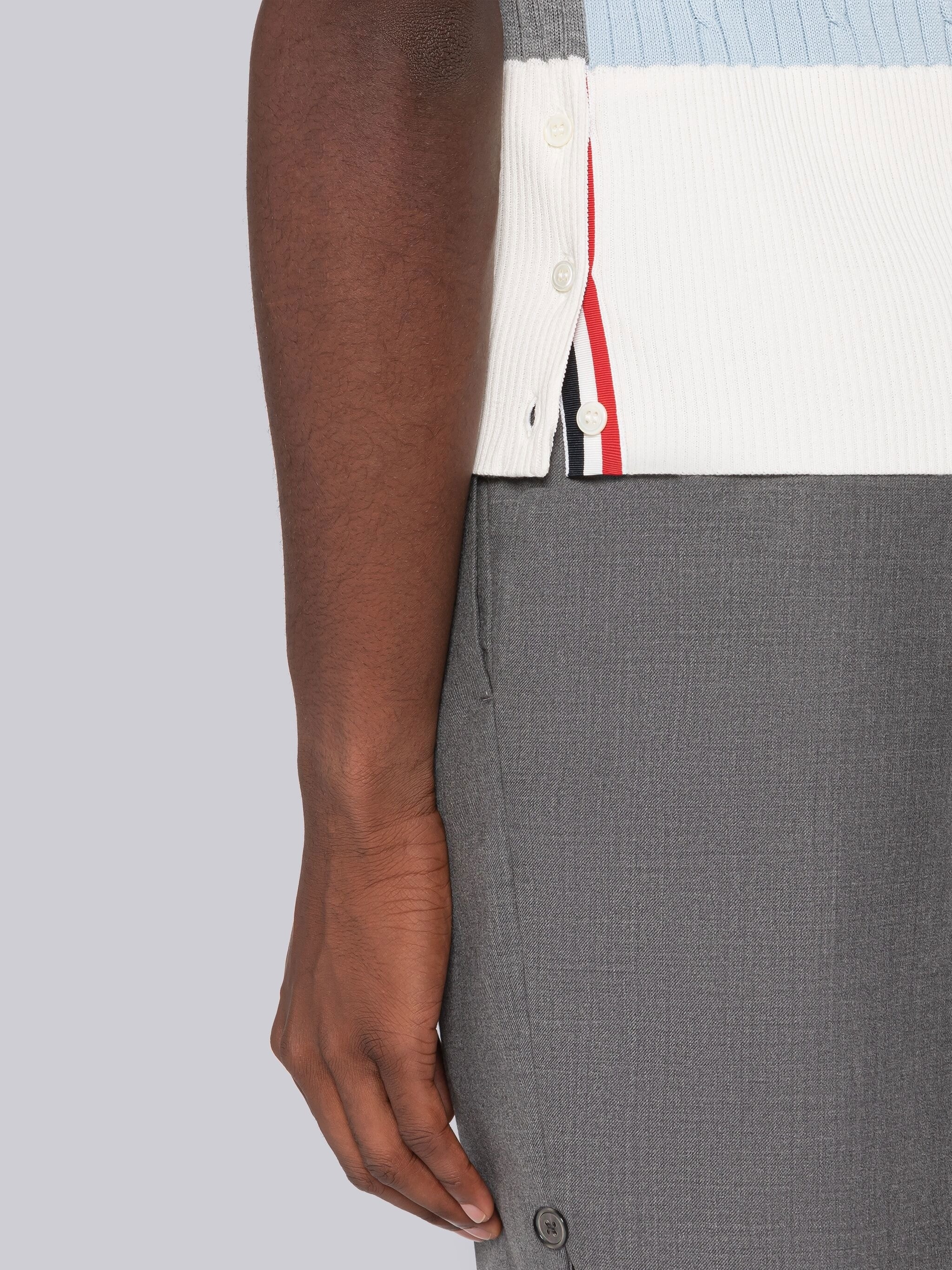 Fun-Mix Baby Cable Rib 4-Bar Short Sleeve Polo - 6