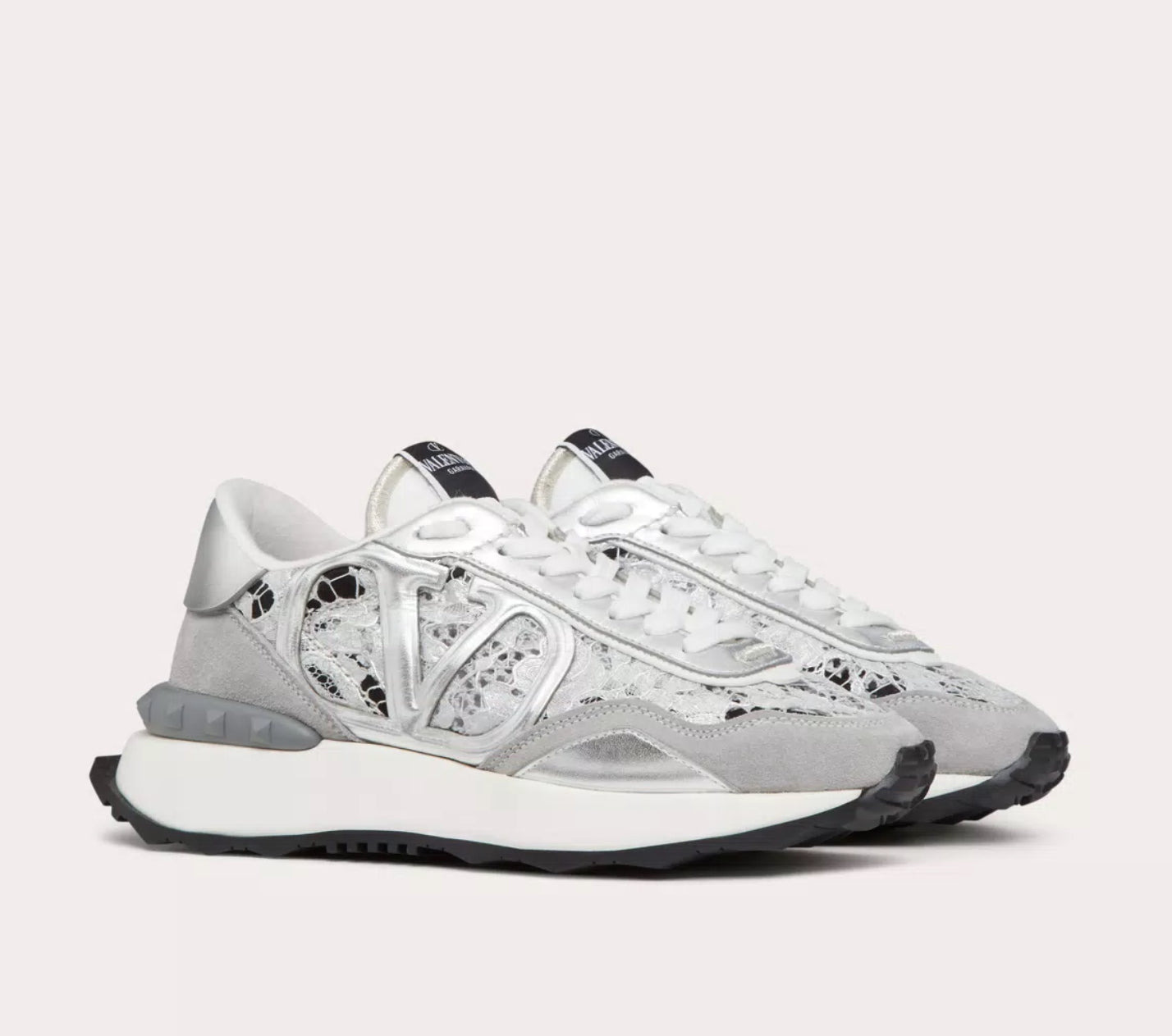 Valentino Lace And Mesh Lace Runner Sneakers - 2