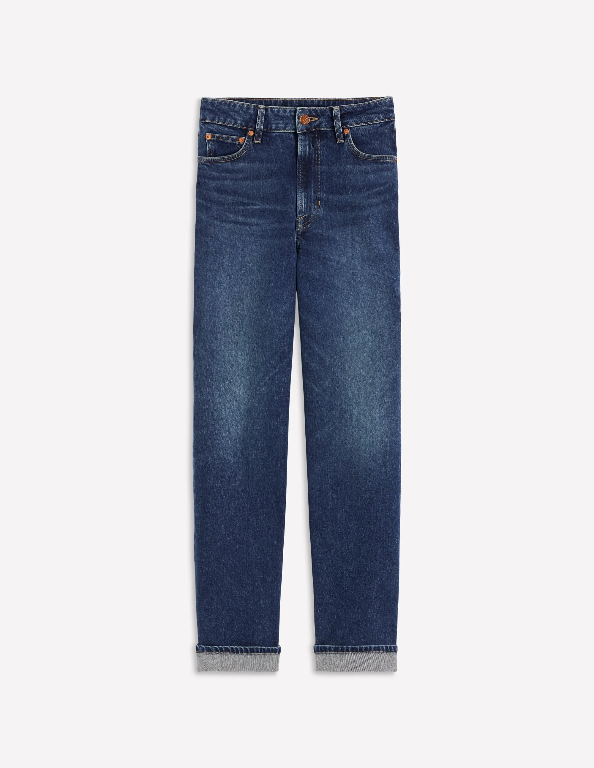 Mid Rise Straight Leg Jeans-Dark Vintage - 1