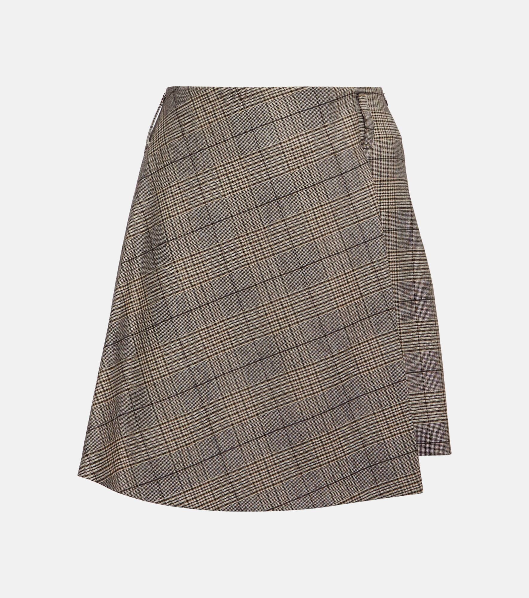 Checked wool and cotton miniskirt - 1