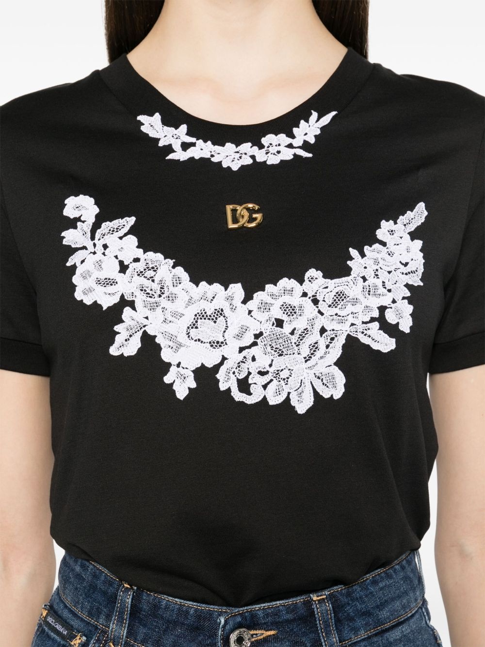 lace-detailed T-shirt - 5