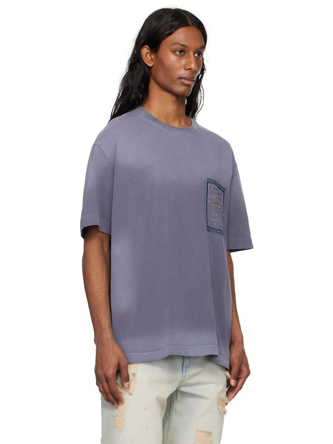 Purple Dyed Slogan T-shirt - 2