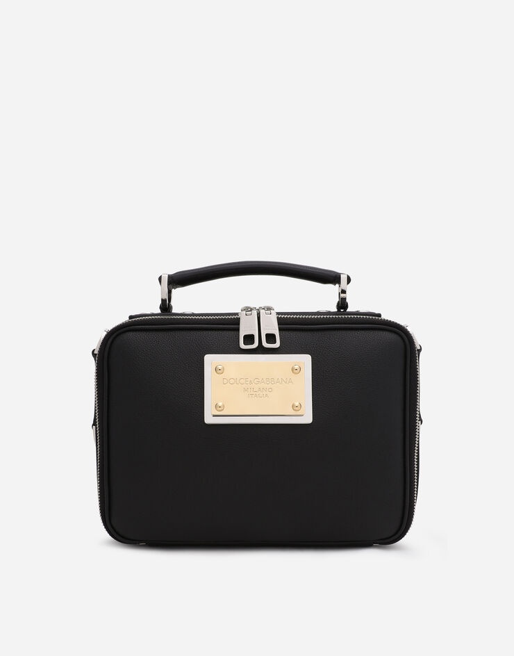 Grainy calfskin and nylon crossbody bag - 1