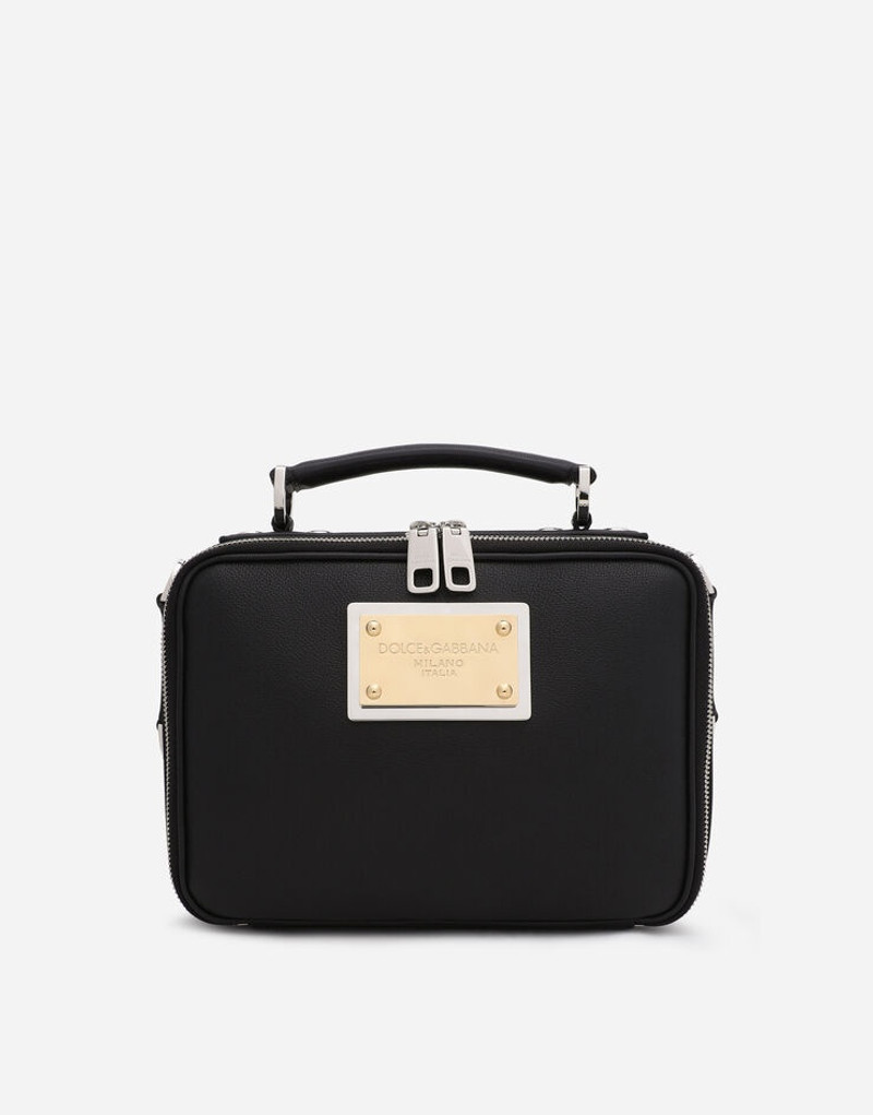 Grainy calfskin and nylon crossbody bag 1