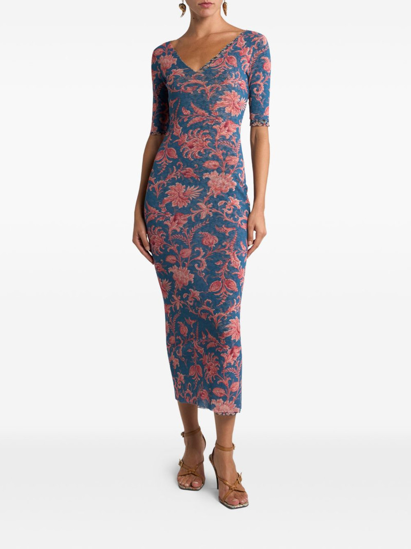 Etro floral-motif tulle midi dress outlook