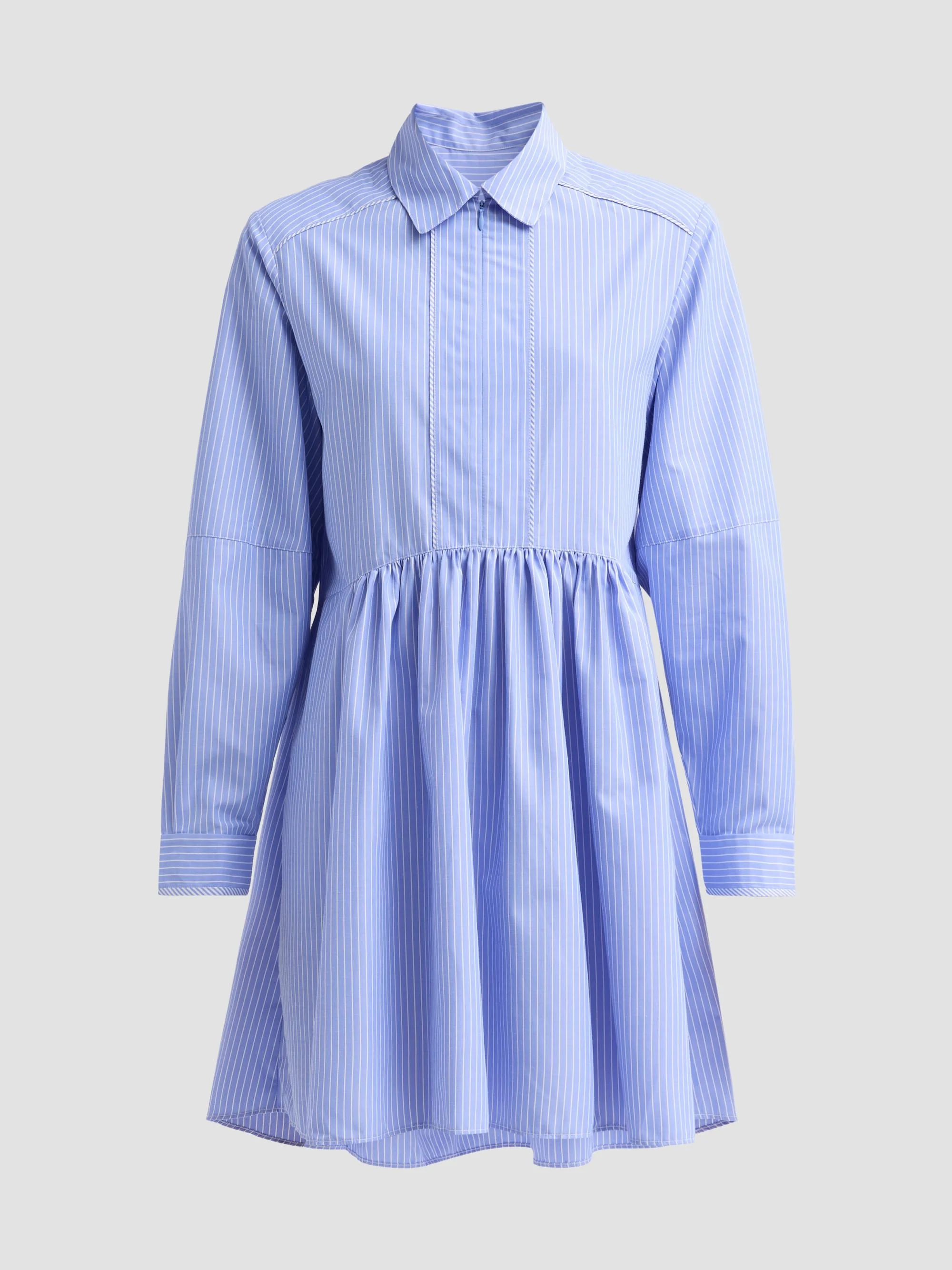 Women's Kate Poplin Mini Shirtdress - Blue And White - 1