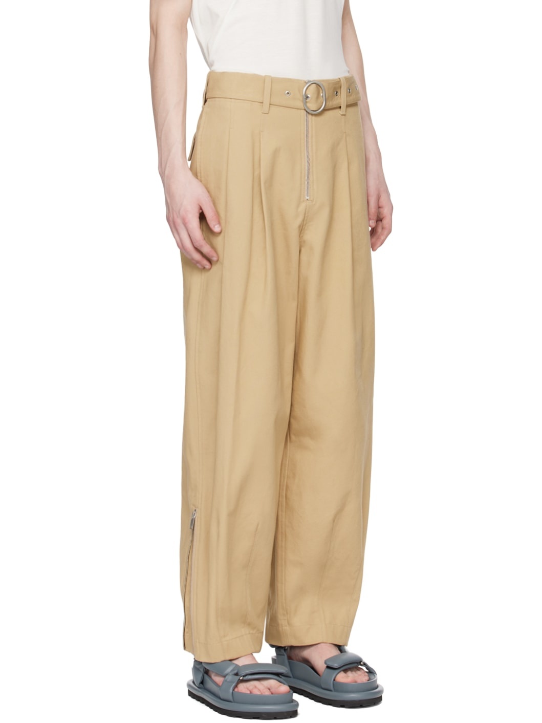 Beige Belted Trousers - 2