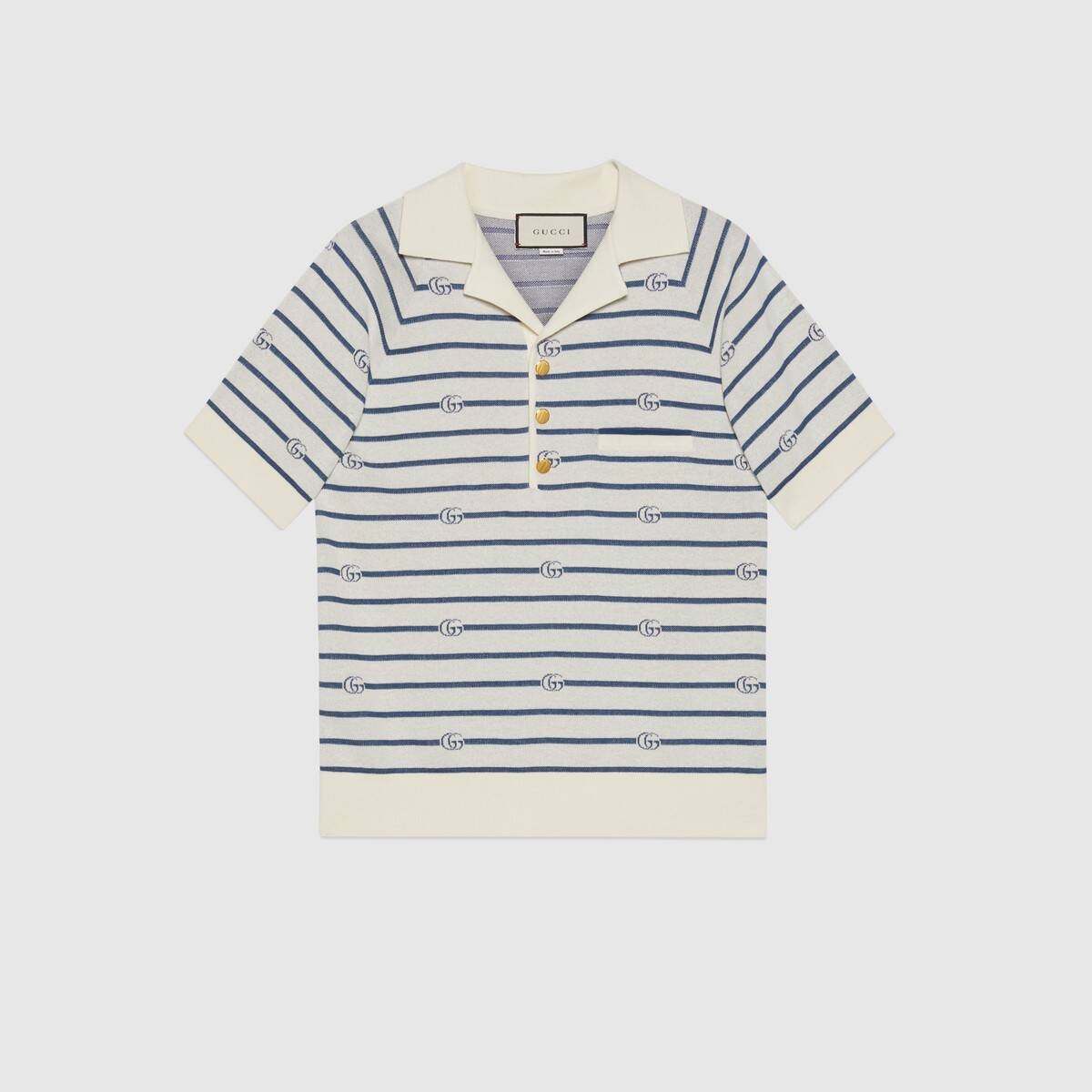 Double G stripe wool cotton polo - 1