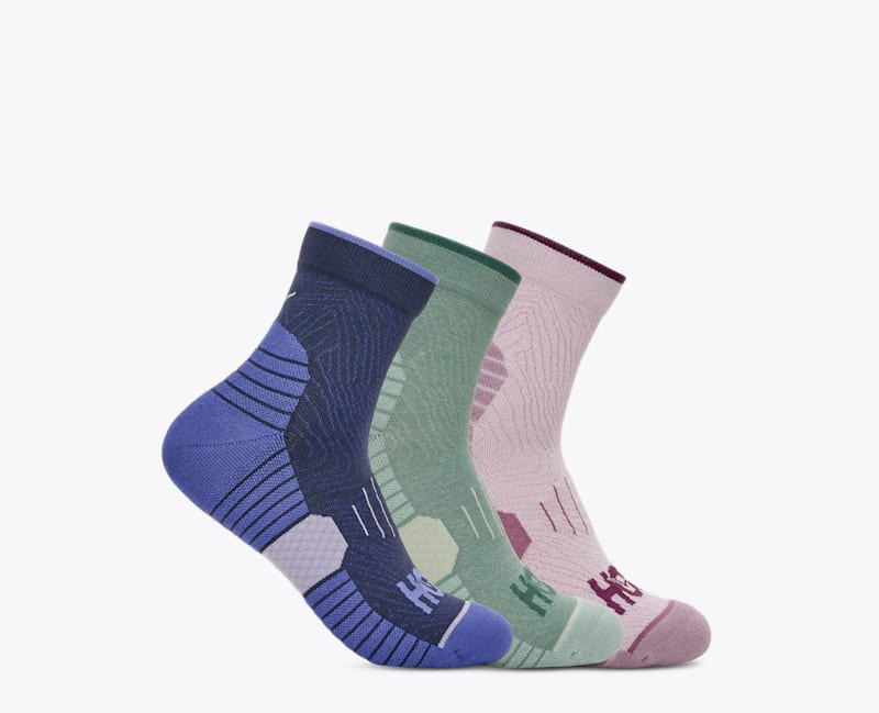 Quarter Run Sock 3-Pack in Varsity Navy/Rosemary/Lilac Cream 1