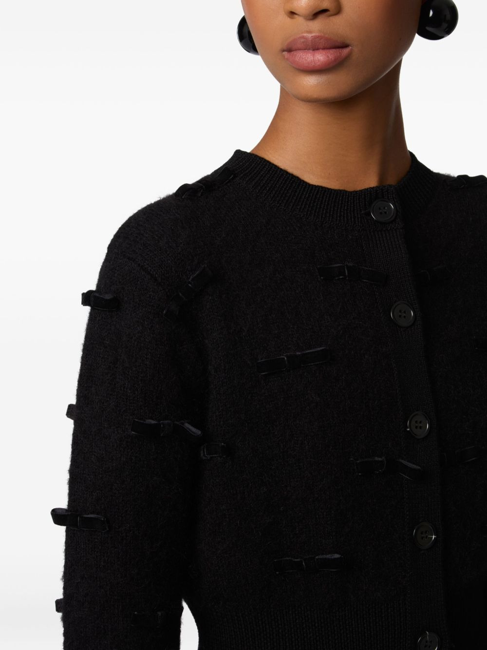 bow-embellished mohair cardigan - 5
