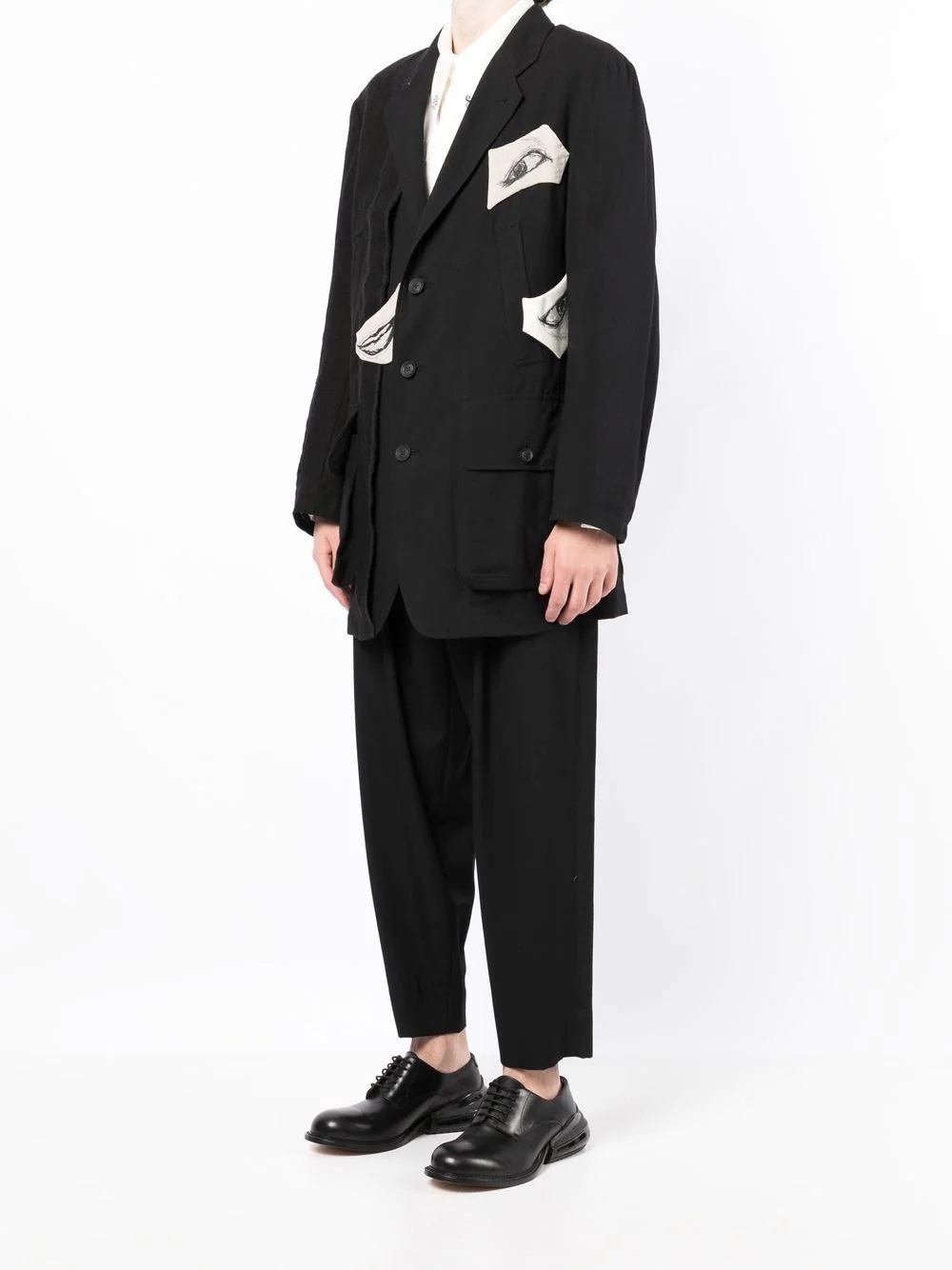graphic-print cotton blazer - 3