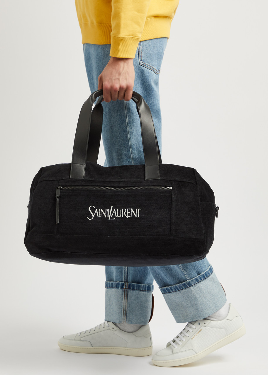 Logo-jacquard velvet holdall - 5