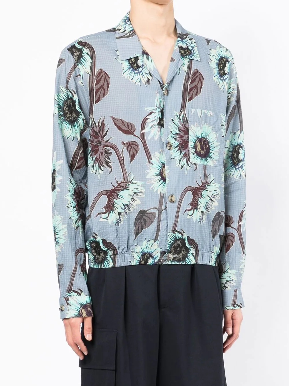 floral-print elasticated-hem shirt - 3