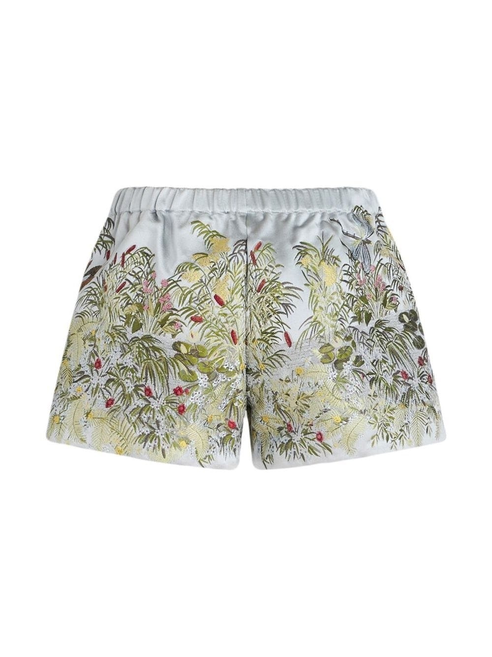embroidered satin shorts - 6