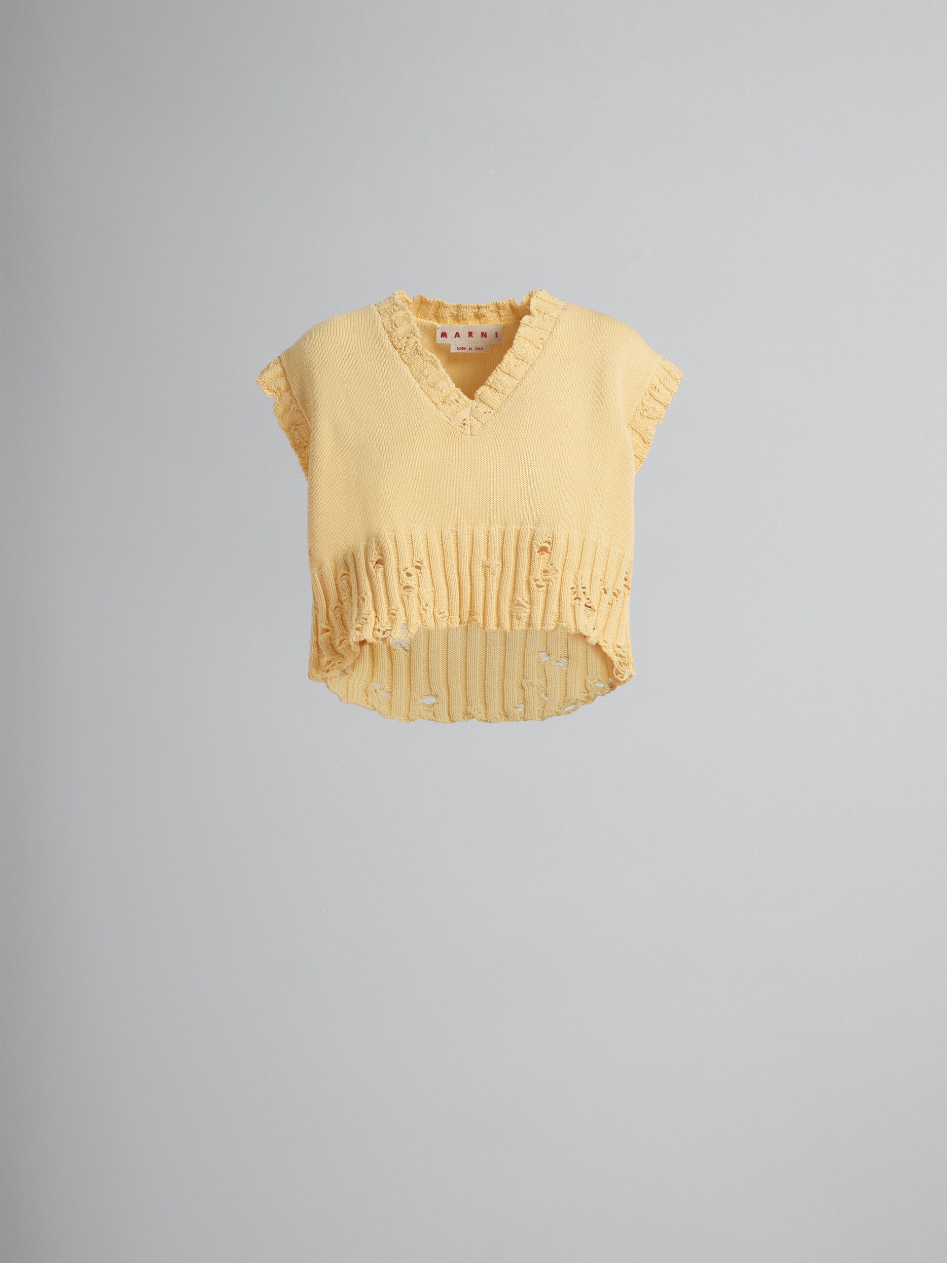 YELLOW COTTON V-NECK VEST - 1