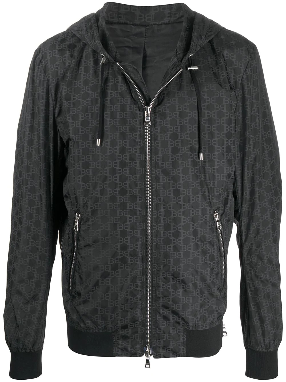 monogram-print hooded jacket - 1