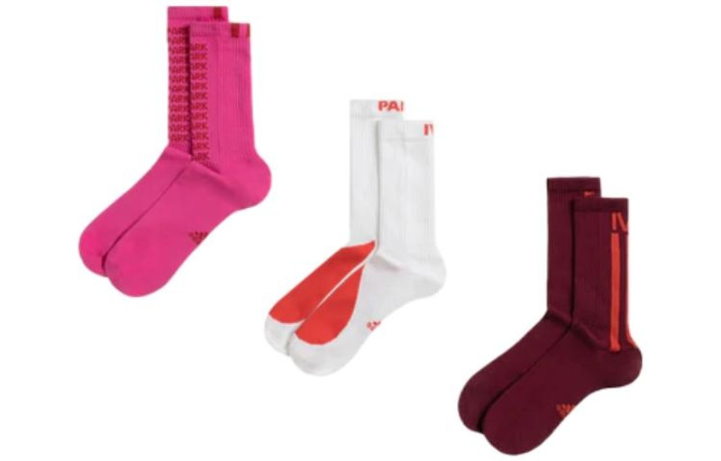 adidas Contrasting Colors Logo Jacquard Socks Couple Style 3 Pairs Pink / White / Red Brown HI3856 3