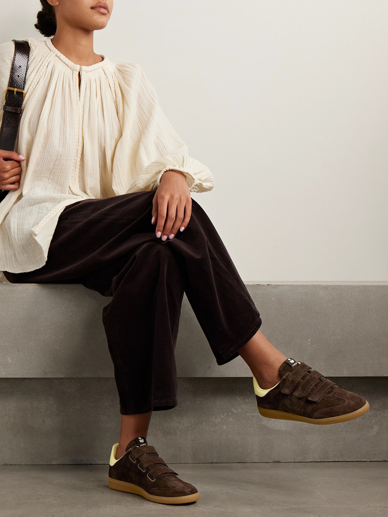 Isabel Marant Beth Leather-trimmed Suede Sneakers outlook