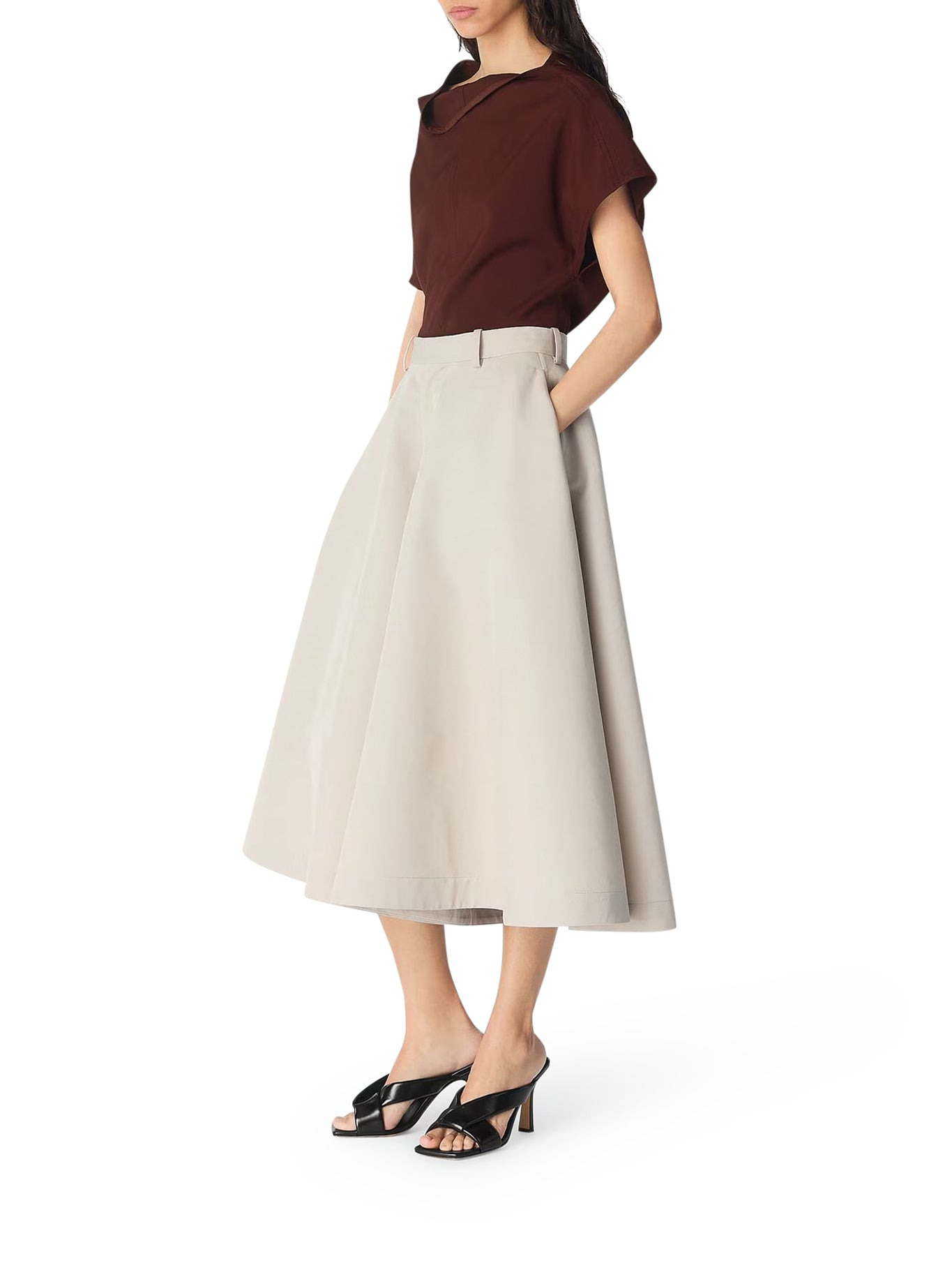 COTTON AND SILK TWILL CULOTTE PANTS - 3