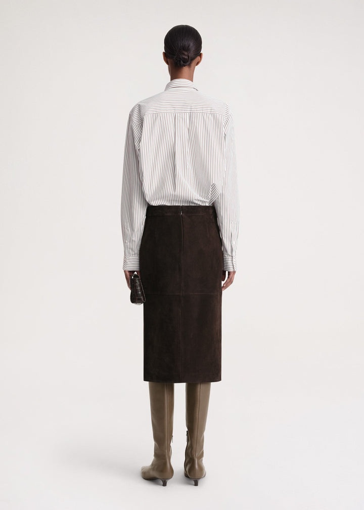 Paneled suede skirt chocolate - 4