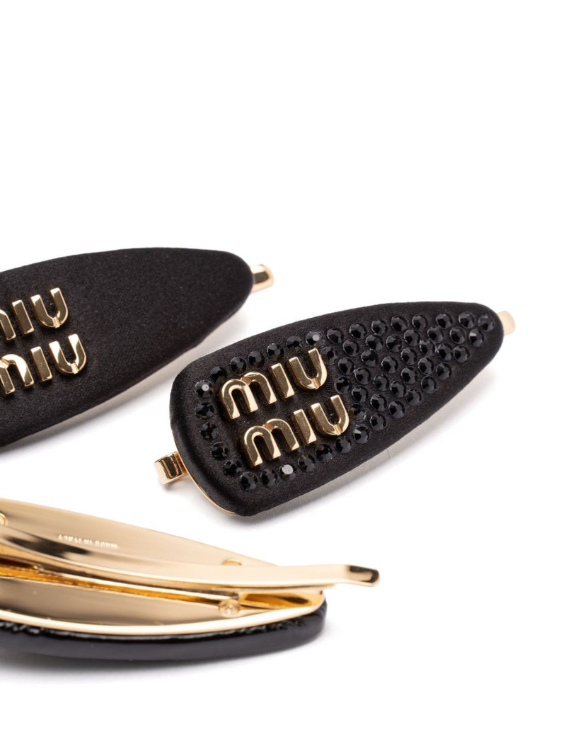 Miu Miu logo-lettering hair clip (set of three) outlook