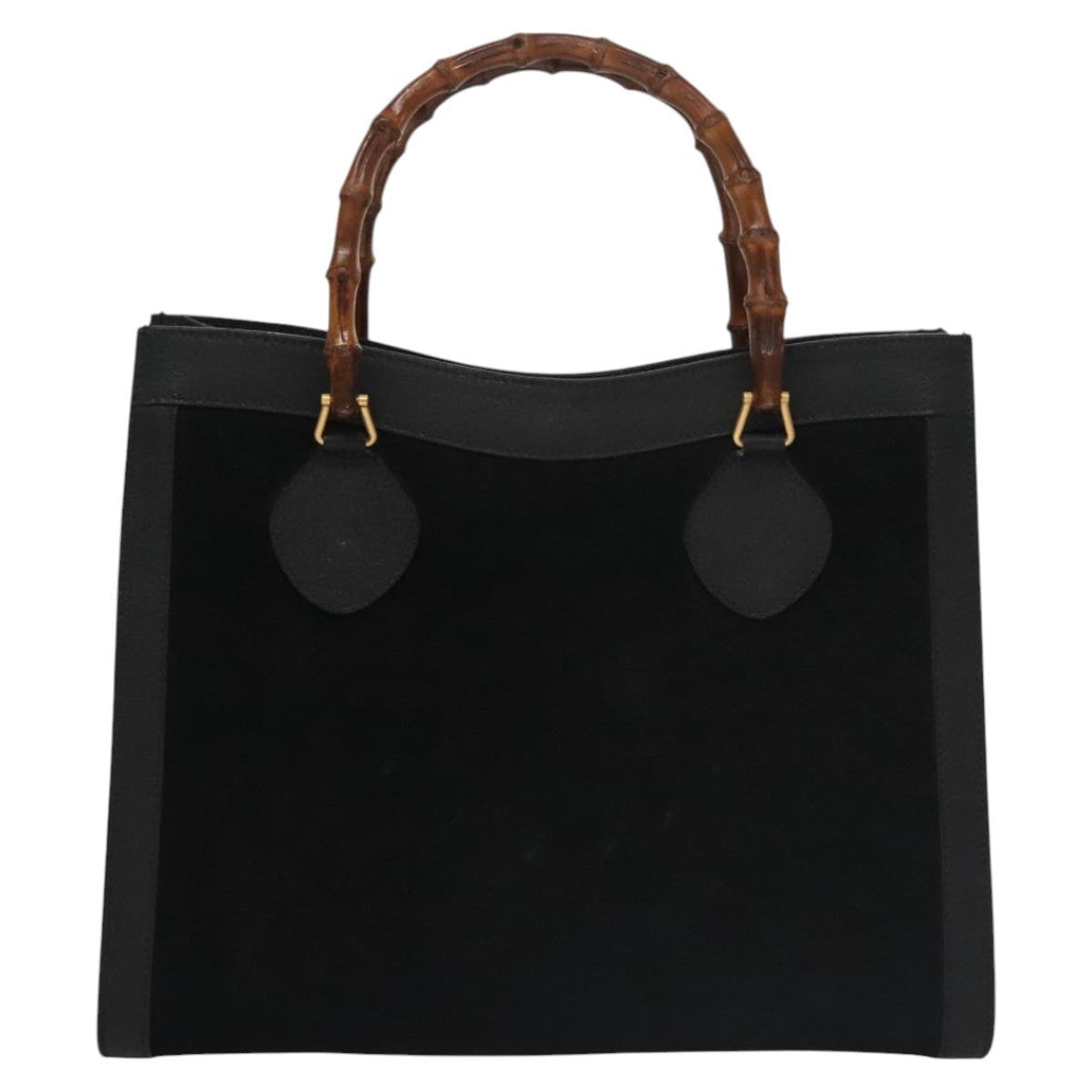 GUCCI Bamboo Hand Bag Suede Leather Black - 2