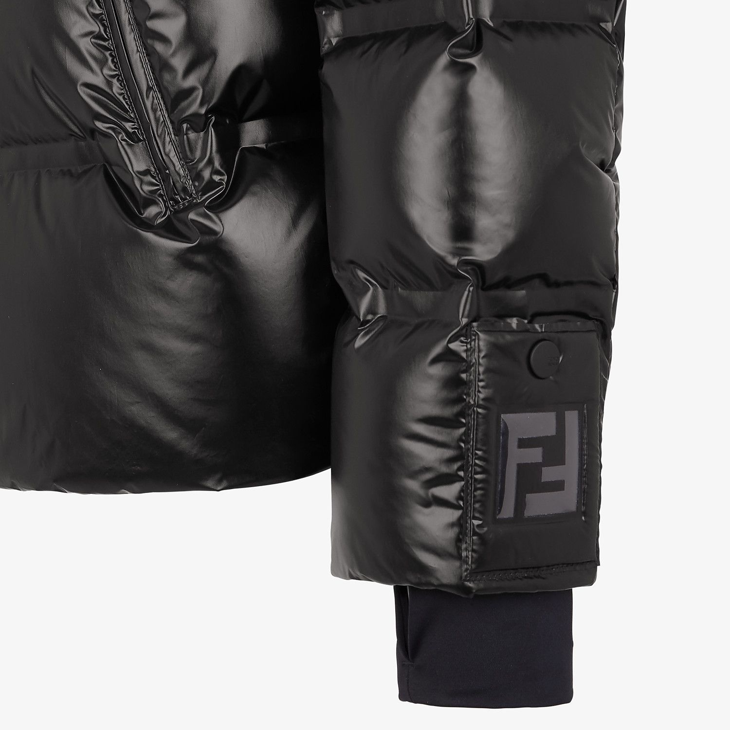 Black nylon down jacket - 3