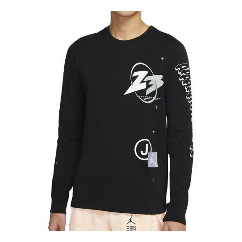 Air Jordan 23 Air logo Printing Athleisure Casual Sports Long Sleeves 'Black' CT3662-010 - 1