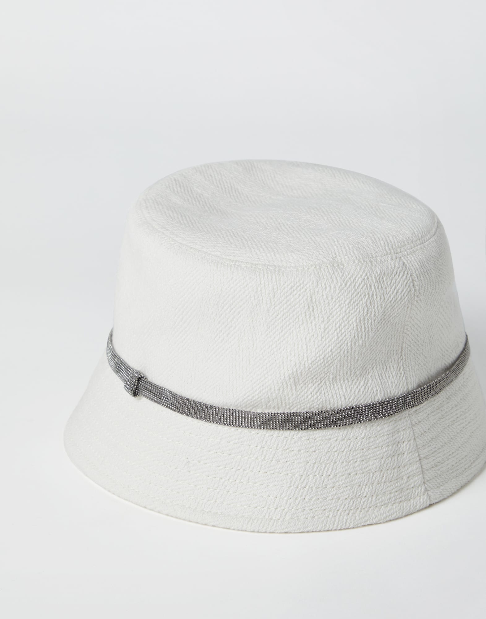 Cotton and linen chevron bucket hat with shiny band - 2