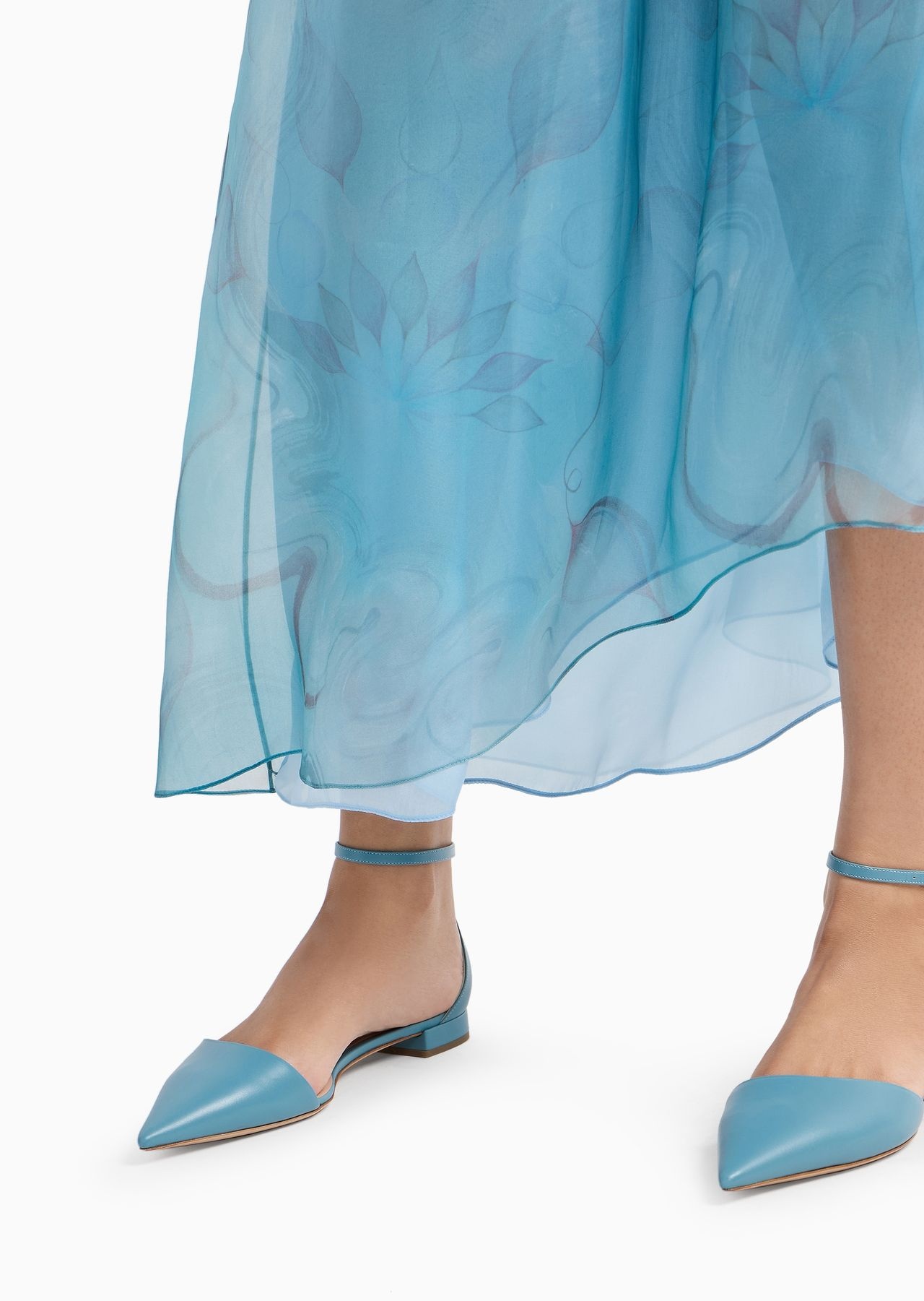 Silk organza asymmetric skirt with a floral print - 5