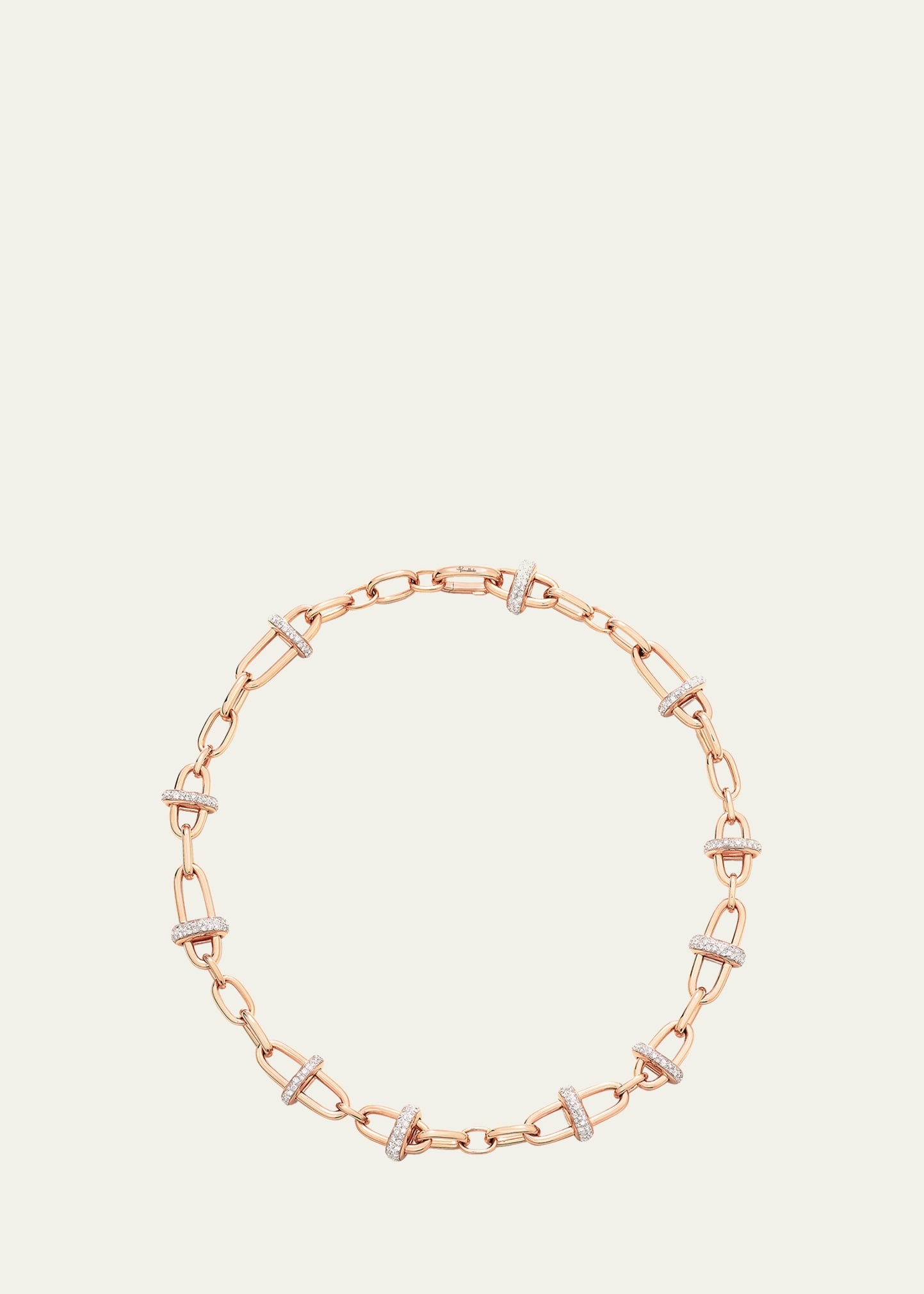 Iconica 18K Rose Gold Diamond Cross Bar Link Necklace - 1