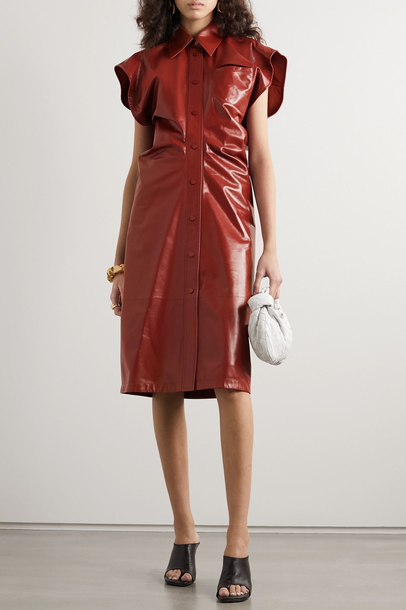 Cutout patent-leather midi dress - 4