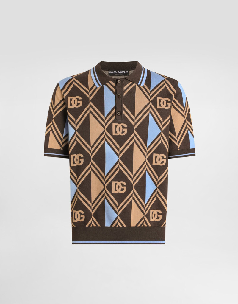 Cotton-jacquard piqué polo shirt 1