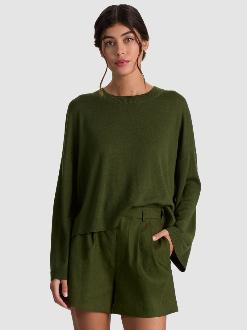 MARGIE WOOL PULLOVER - DARK FERN 2