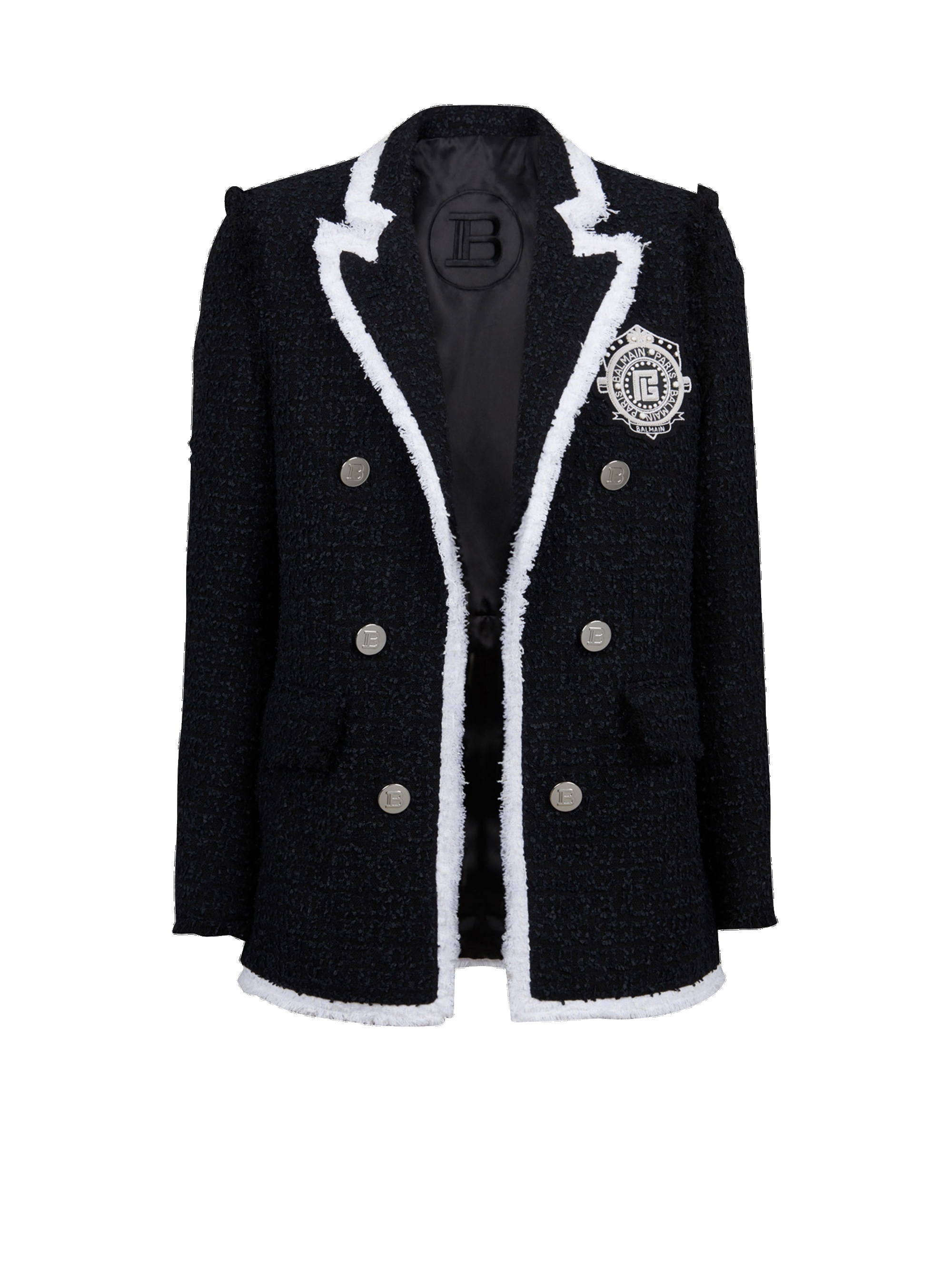 Tweed blazer with embroidered Balmain logo - 1
