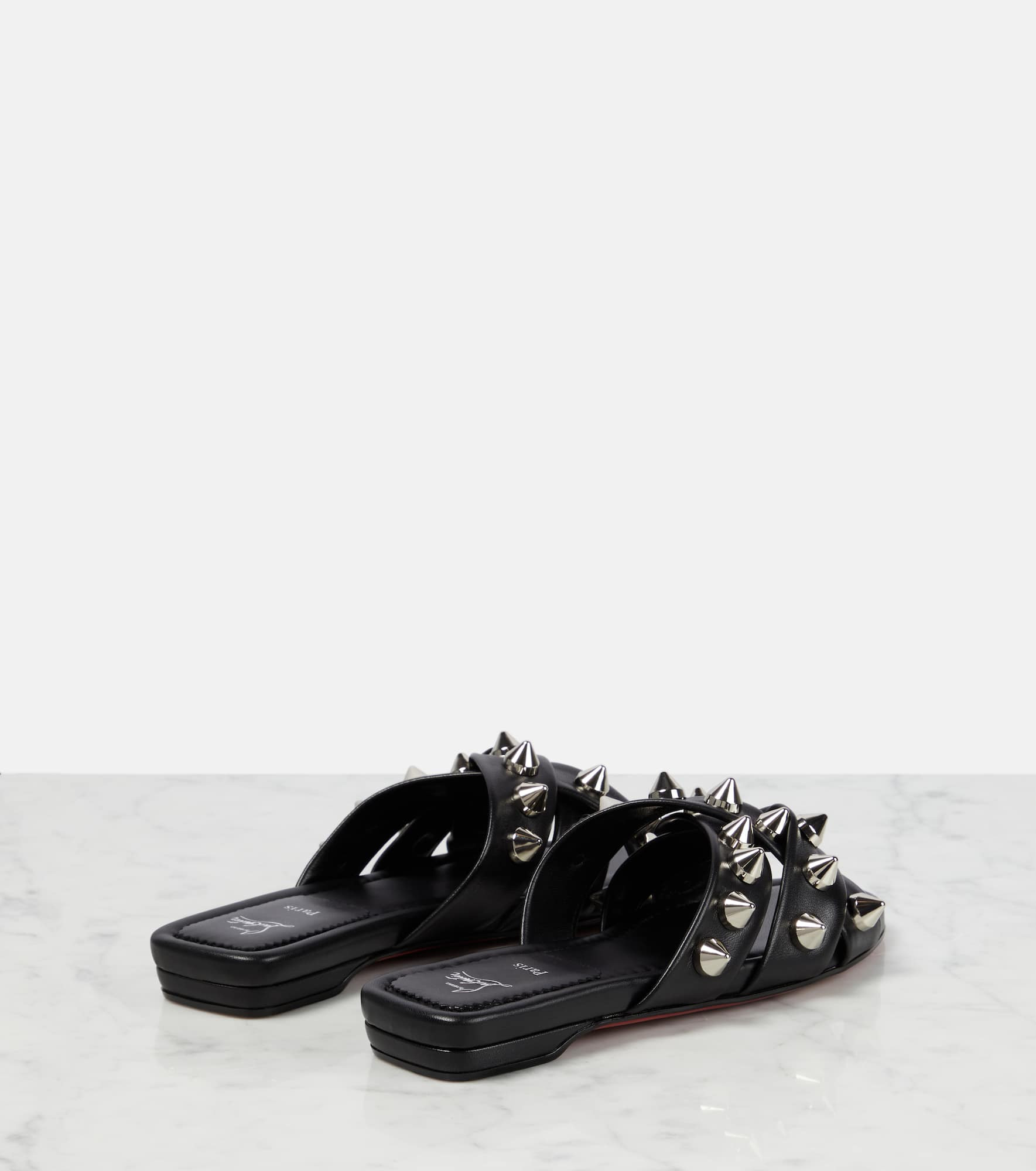 Miss Spike Club embellished leather slides - 3